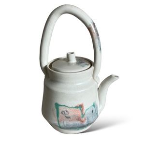 Vintage teapot Ceramic handbuilt Canadian artist one of a kind art deco
